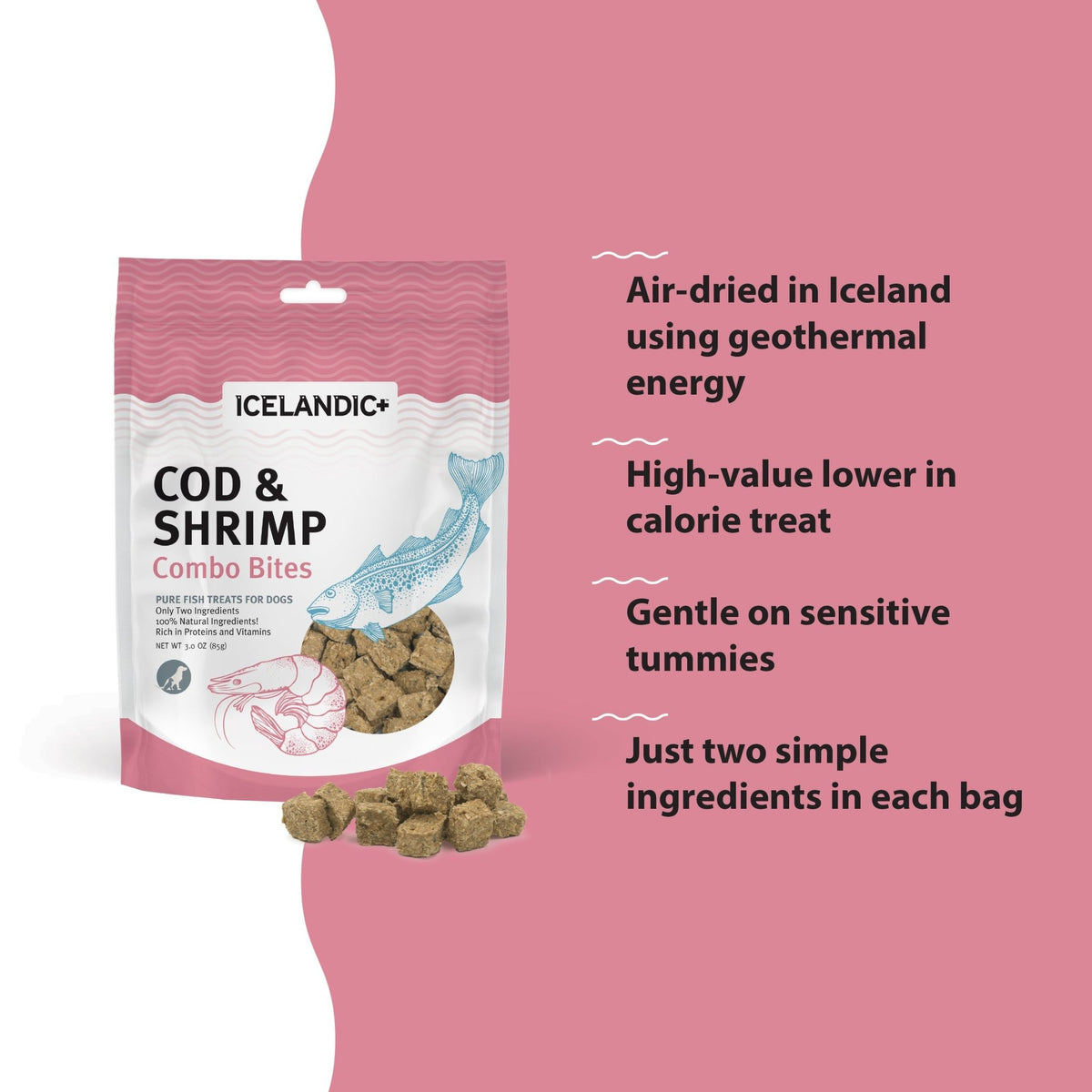 Cod & Shrimp Combo Bites Fish Dog Treats - Eva Pet - Icelandic+