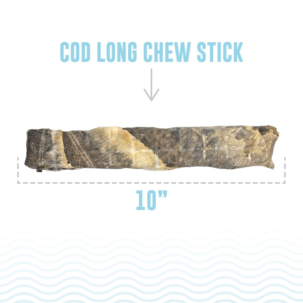 Hand Wrapped Cod Skin Long 10" Chew Sticks for Dogs - Eva Pet - Icelandic+