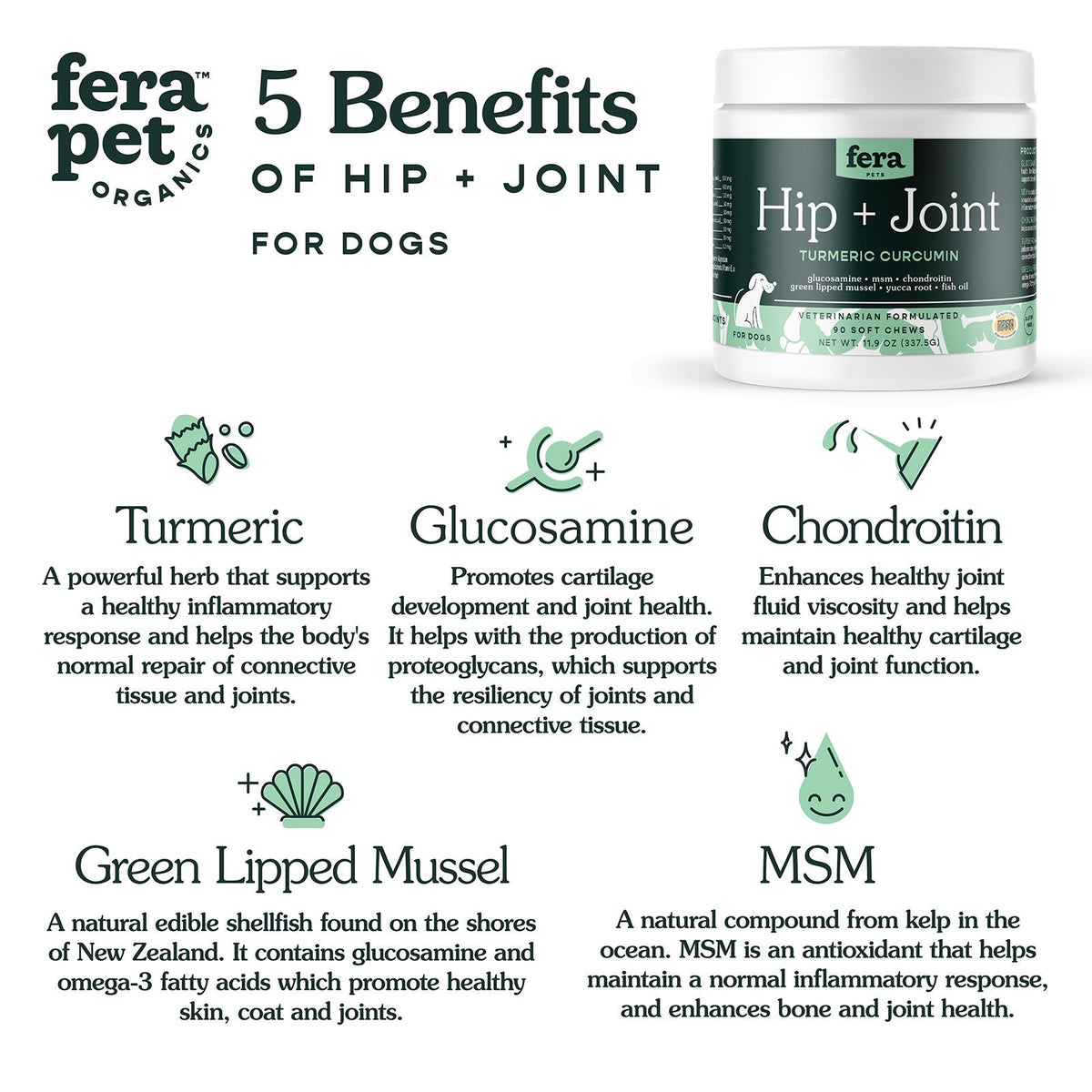 Hip + Joint Support for Dogs - Eva Pet - Fera Pet Organics