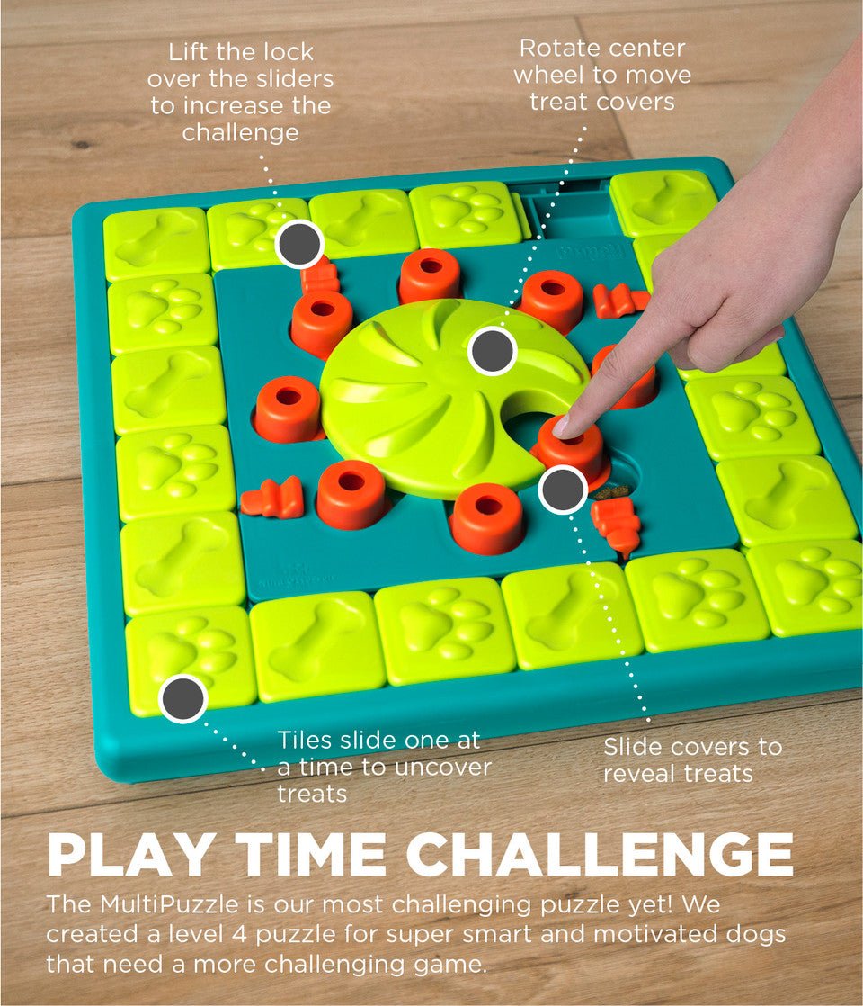 MultiPuzzle Interactive Dog Treat Puzzle Toy, Blue - Eva Pet - Outward Hound