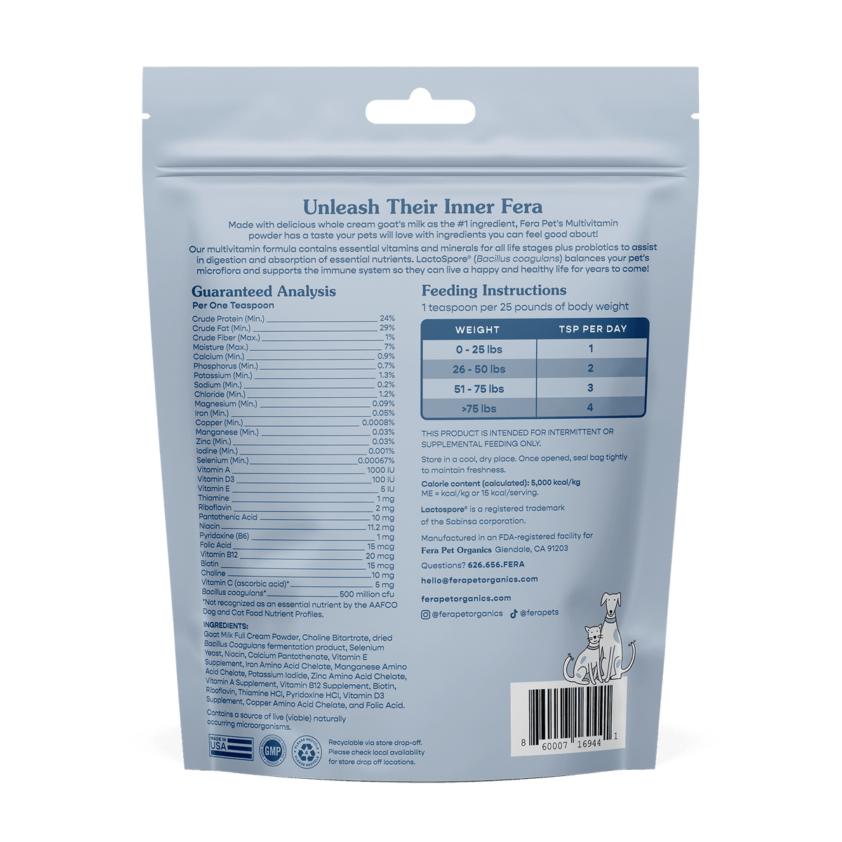 Multivitamin Goat Milk Topper - Eva Pet - Fera Pet Organics
