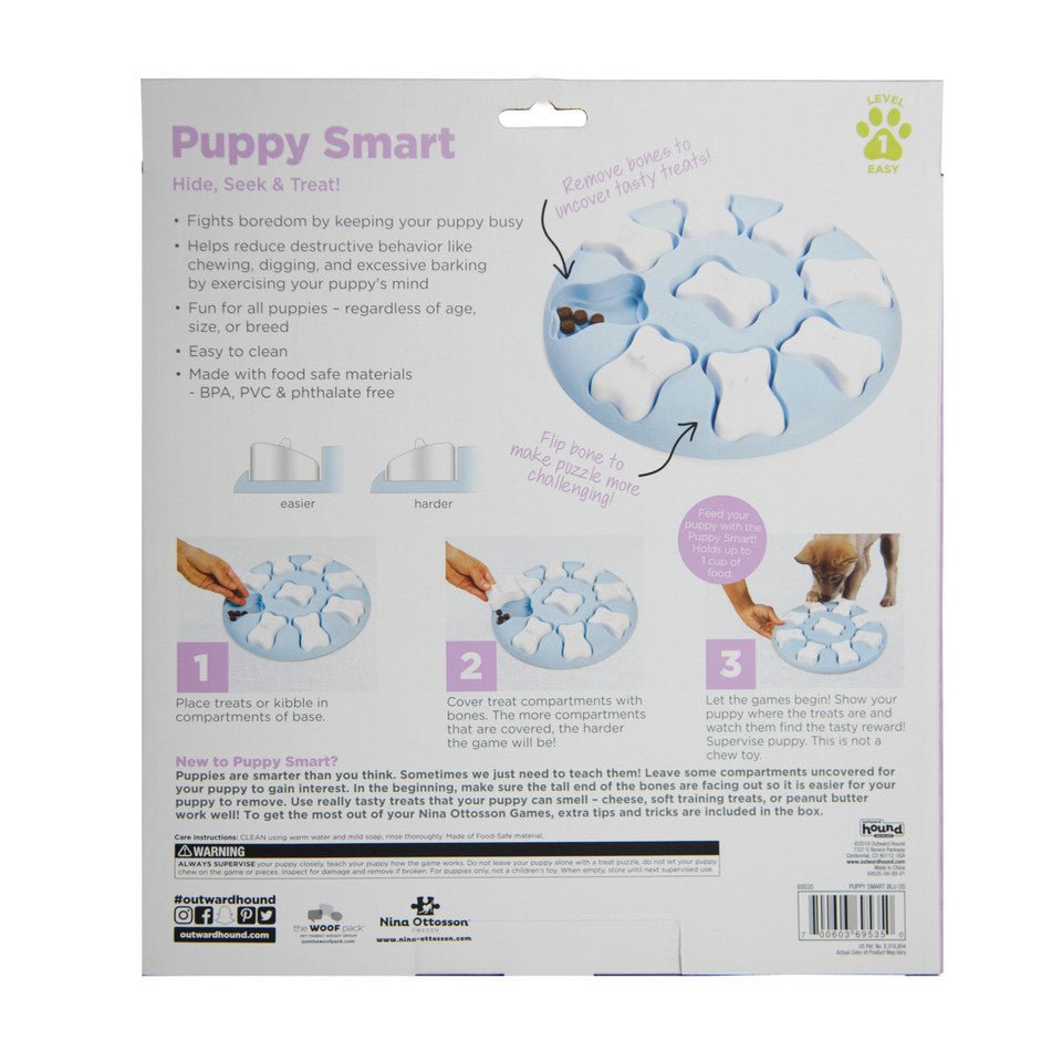 Puppy Smart Interactive Treat Puzzle Dog Toy, Blue - Eva Pet - Outward Hound
