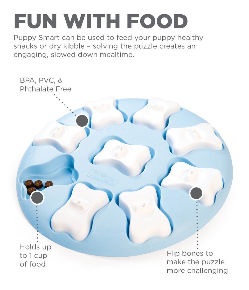 Puppy Smart Interactive Treat Puzzle Dog Toy, Blue - Eva Pet - Outward Hound
