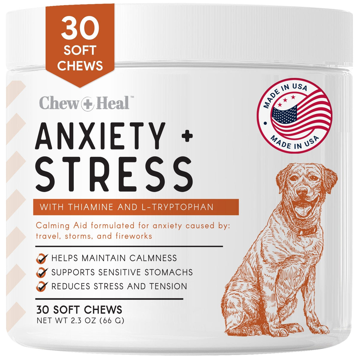 Travel - Sized Anxiety & Stress Chews Supplement for Dogs - Eva Pet - Chew + Heal