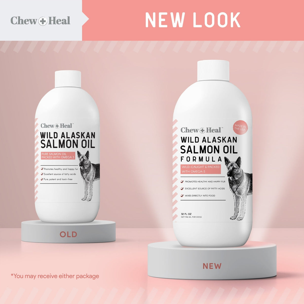 Wild Alaskan Omega Salmon Oil Formula Skin & Coat Liquid Supplement for Dogs - Eva Pet - Chew + Heal