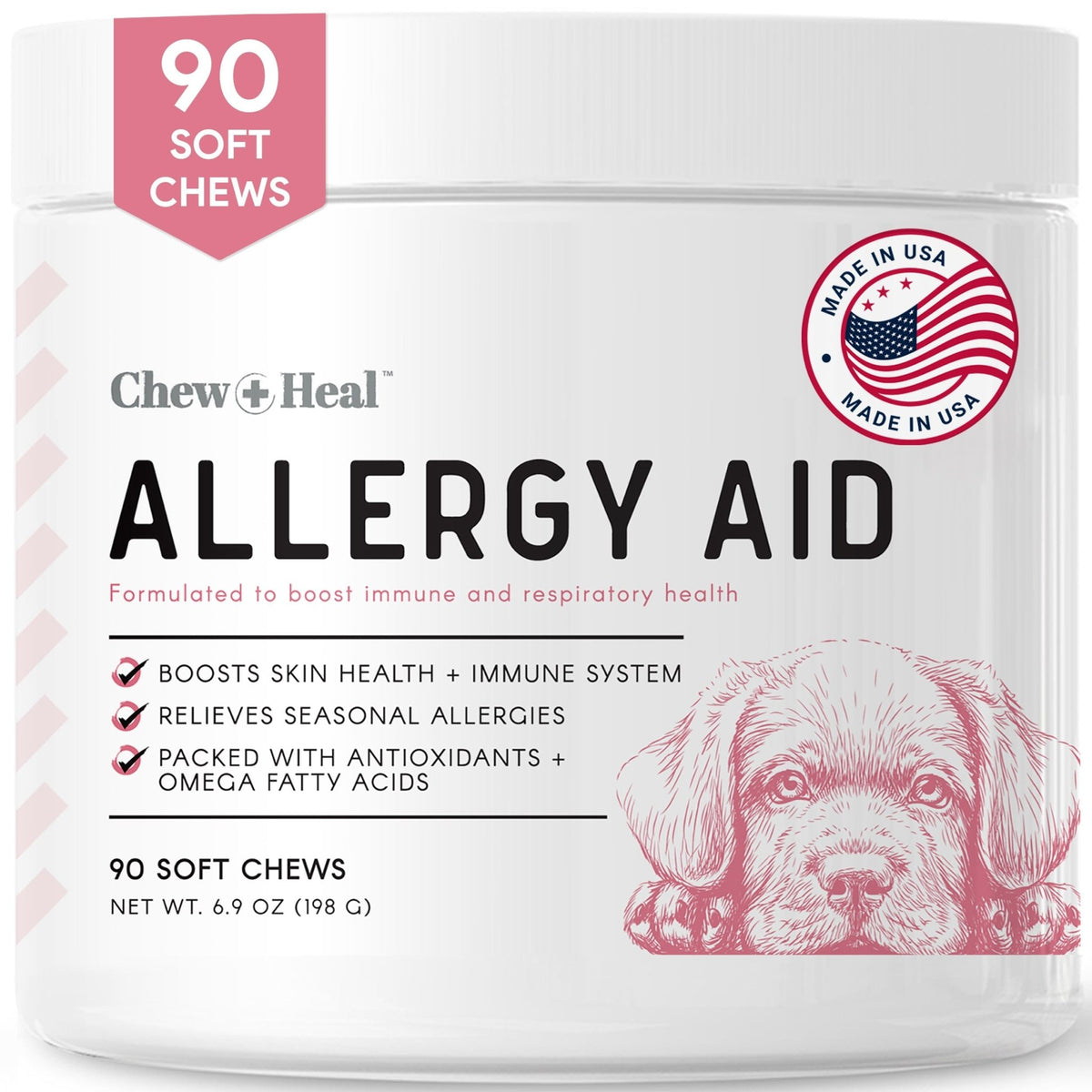 Allergy Aid Soft Chew Allergy Supplement for Dogs - Eva Pet - Chew + Heal