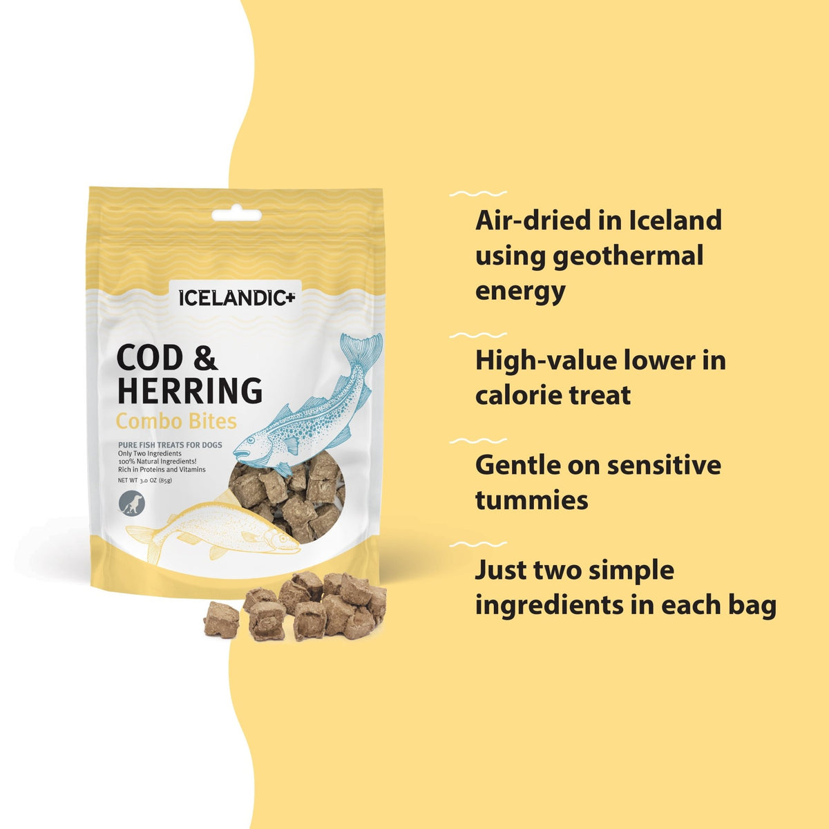 Cod & Herring Combo Bites Fish Dog Treats - Eva Pet - Icelandic+