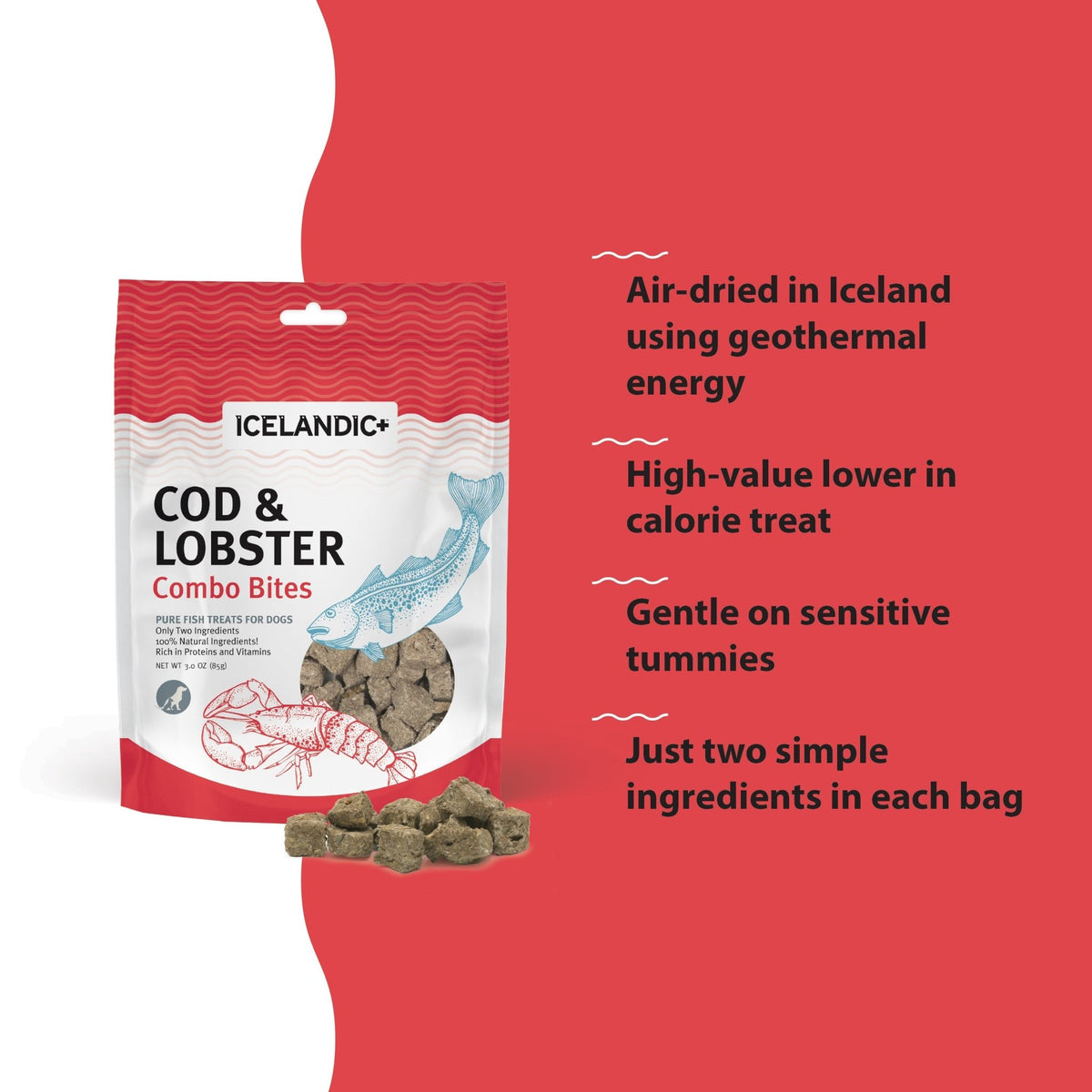 Cod & Lobster Combo Bites Fish Dog Treats - Eva Pet - Icelandic+