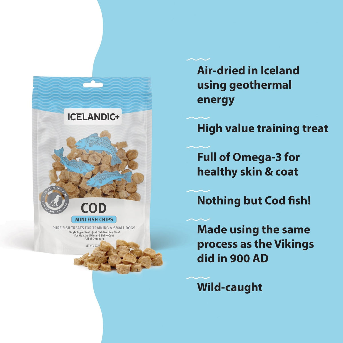 Cod Mini Fish Chips Treats For Training & Small Dogs - Eva Pet - Icelandic+