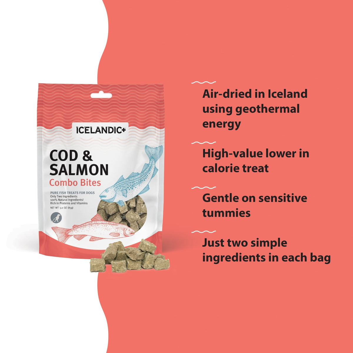 Cod & Salmon Combo Bites Fish Dog Treats - Eva Pet - Icelandic+