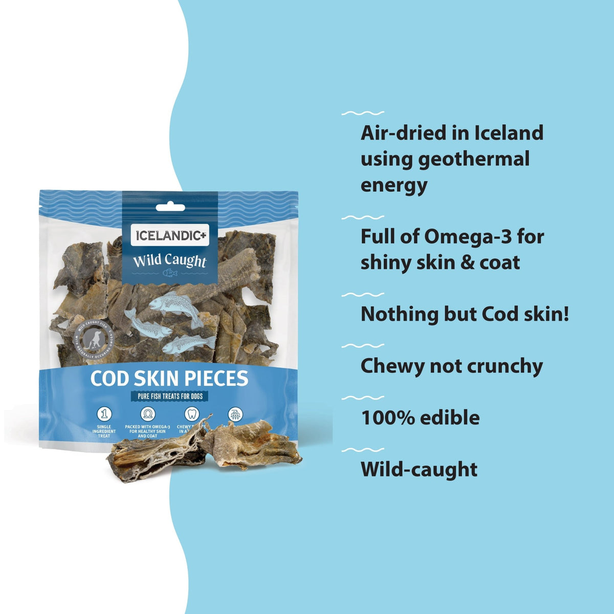 Cod Skin Pieces Dog Treats - Eva Pet - Icelandic+