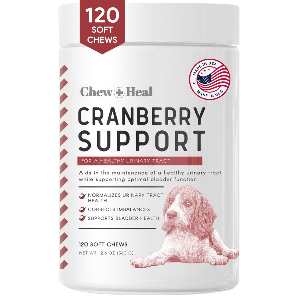 Cranberry Support Urinary Tract Supplement for Dogs - Eva Pet - Chew + Heal