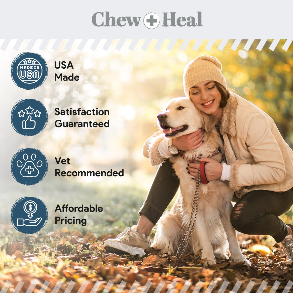 Digestive Enzymes & Probiotics Supplement for Dogs - Eva Pet - Chew + Heal