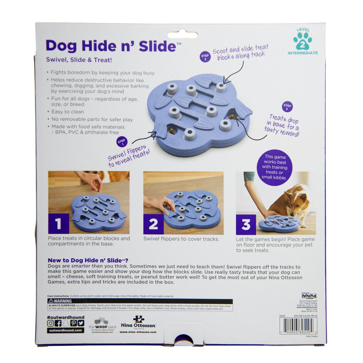 Dog Hide N' Slide Interactive Treat Puzzle Dog Toy, Purple - Eva Pet - Outward Hound