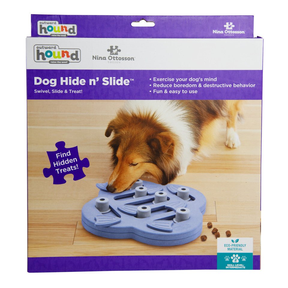 Dog Hide N' Slide Interactive Treat Puzzle Dog Toy, Purple - Eva Pet - Outward Hound
