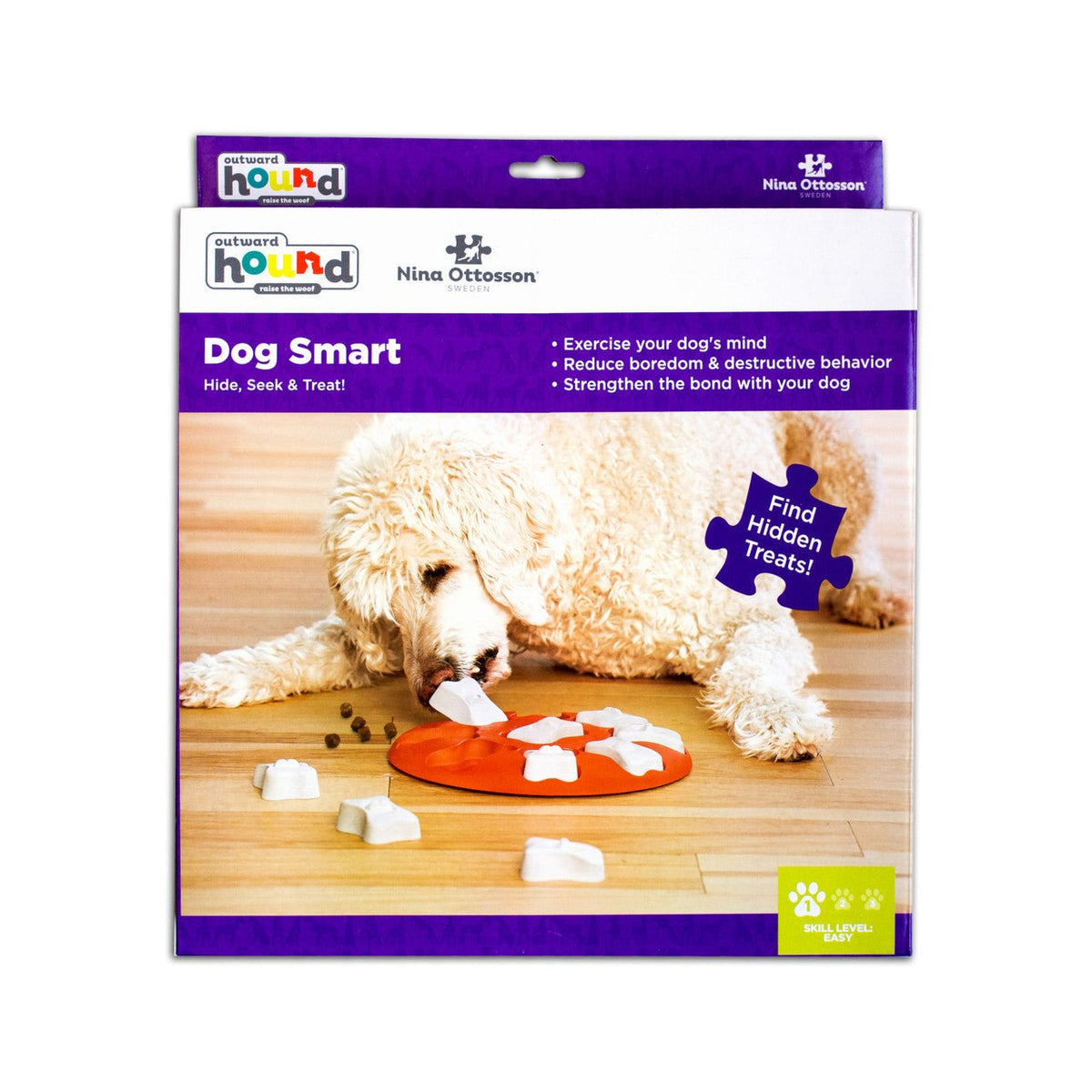 Dog Smart Interactive Treat Puzzle Dog Toy, Orange - Eva Pet - Outward Hound