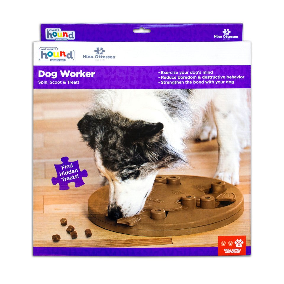 Dog Worker Interactive Treat Puzzle Dog Toy, Tan - Eva Pet - Outward Hound