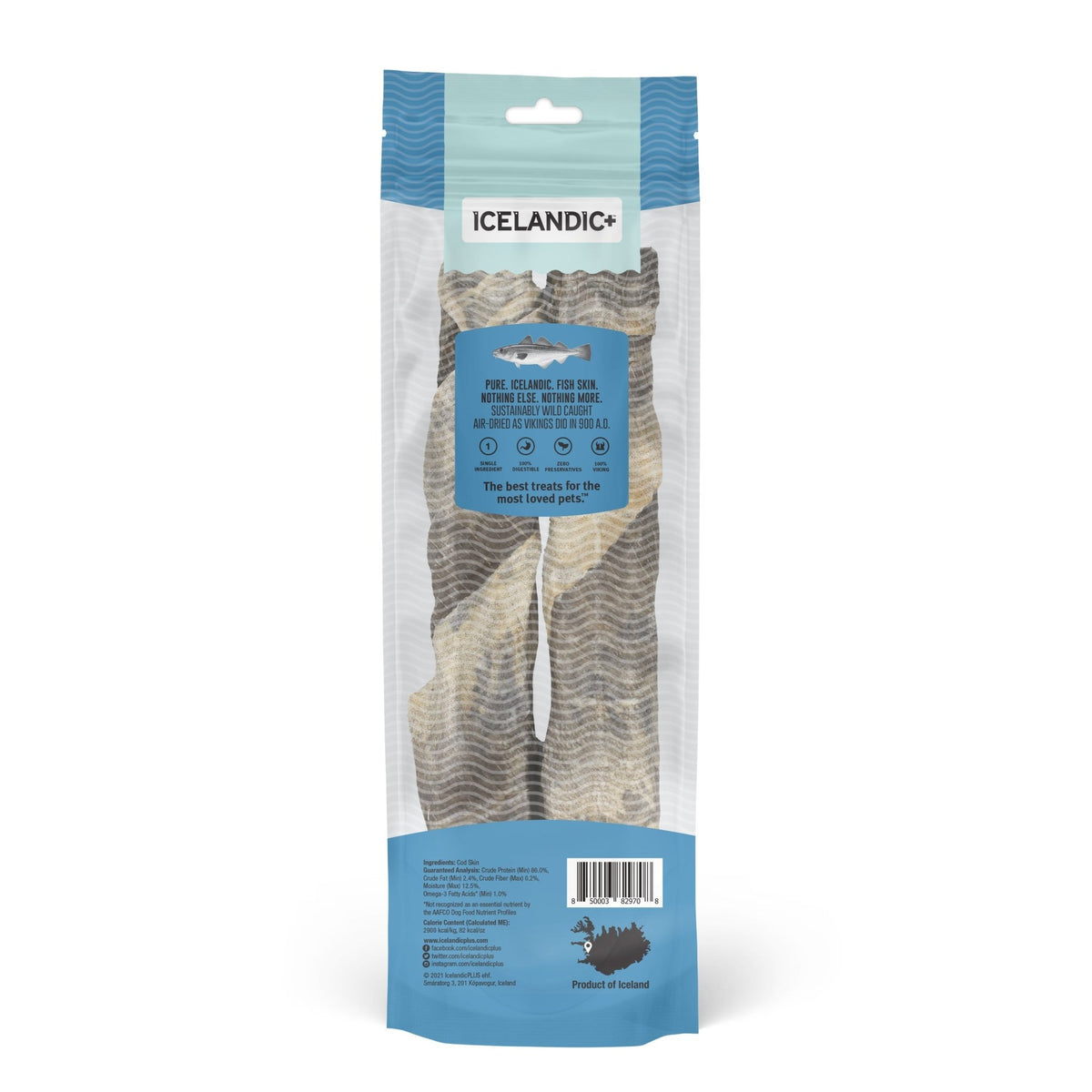 Hand Wrapped Cod Skin Long 10" Chew Sticks for Dogs - Eva Pet - Icelandic+
