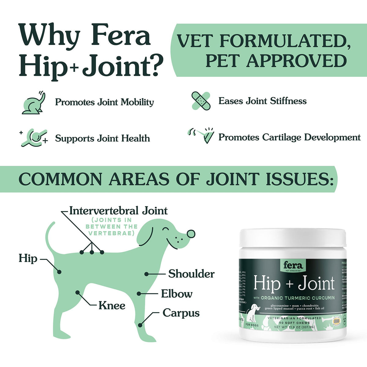 Hip + Joint Support for Dogs - Eva Pet - Fera Pet Organics