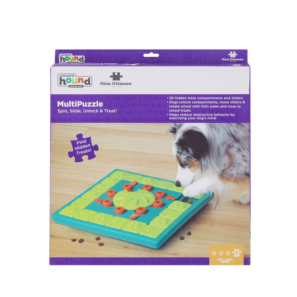 MultiPuzzle Interactive Dog Treat Puzzle Toy, Blue - Eva Pet - Outward Hound