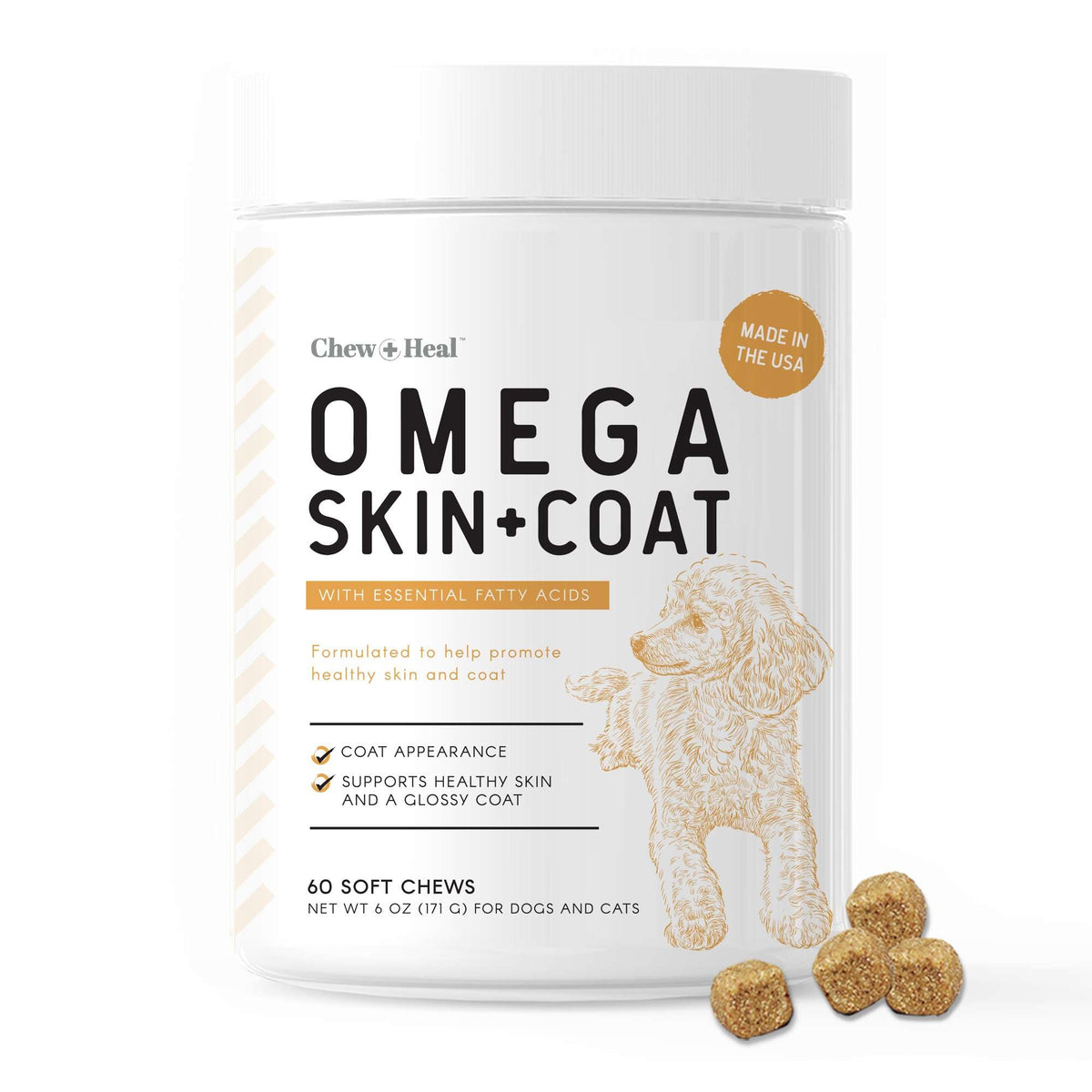 Omega Skin + Coat Dog Supplement - Eva Pet - Chew + Heal