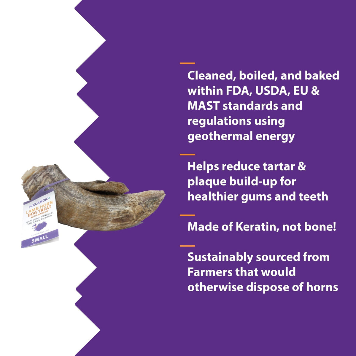 Small Lamb Horn with Marrow Dog Chew - Eva Pet - Icelandic+