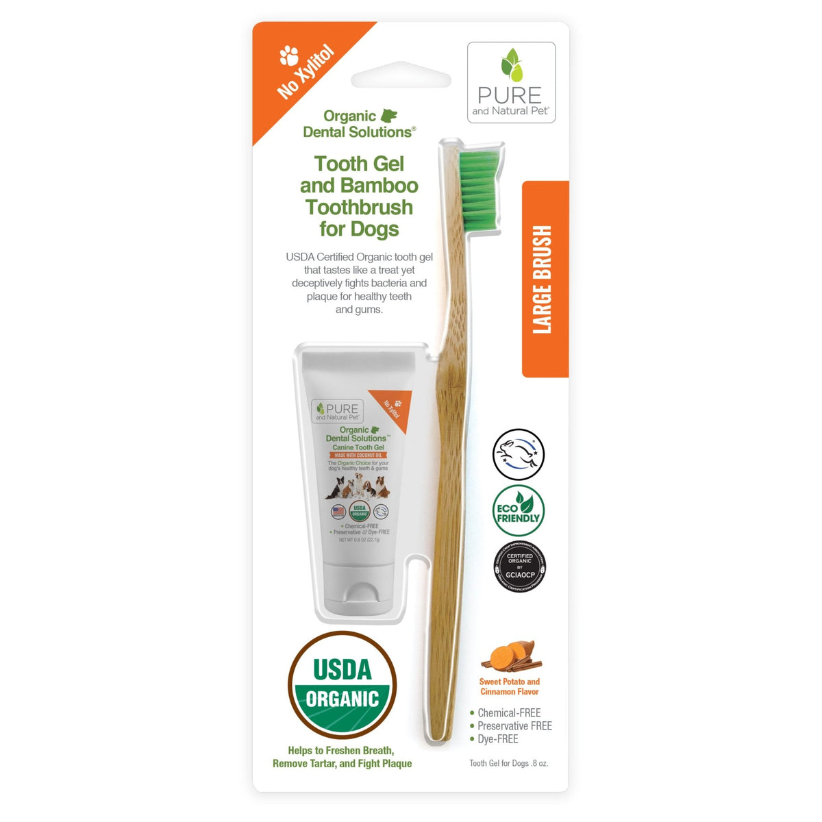 Tooth Gel and Bamboo Toothbrush for Large Dogs - Organic Dental Solutions® - Eva Pet - Pure and Natural Pet