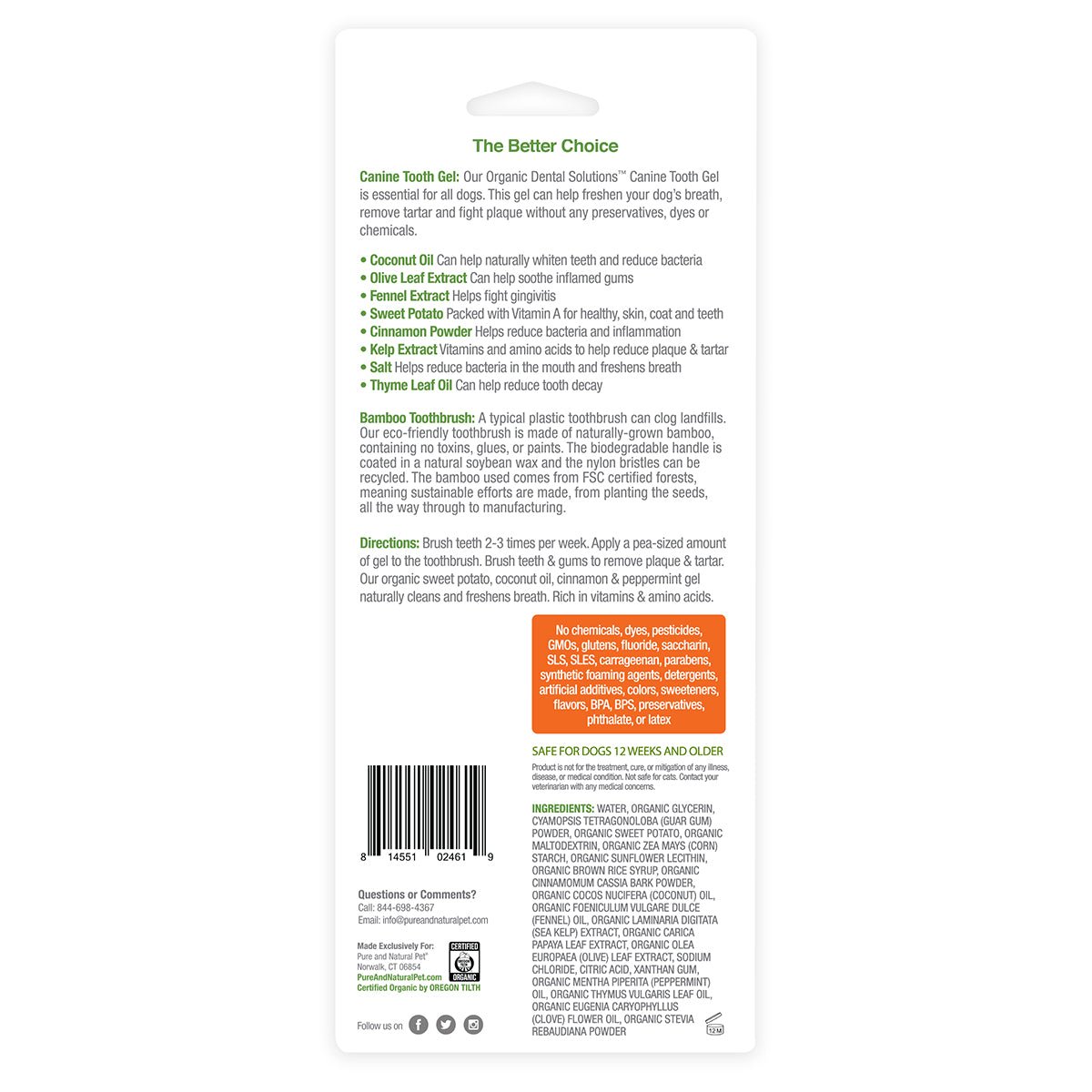 Tooth Gel and Bamboo Toothbrush for Large Dogs - Organic Dental Solutions® - Eva Pet - Pure and Natural Pet
