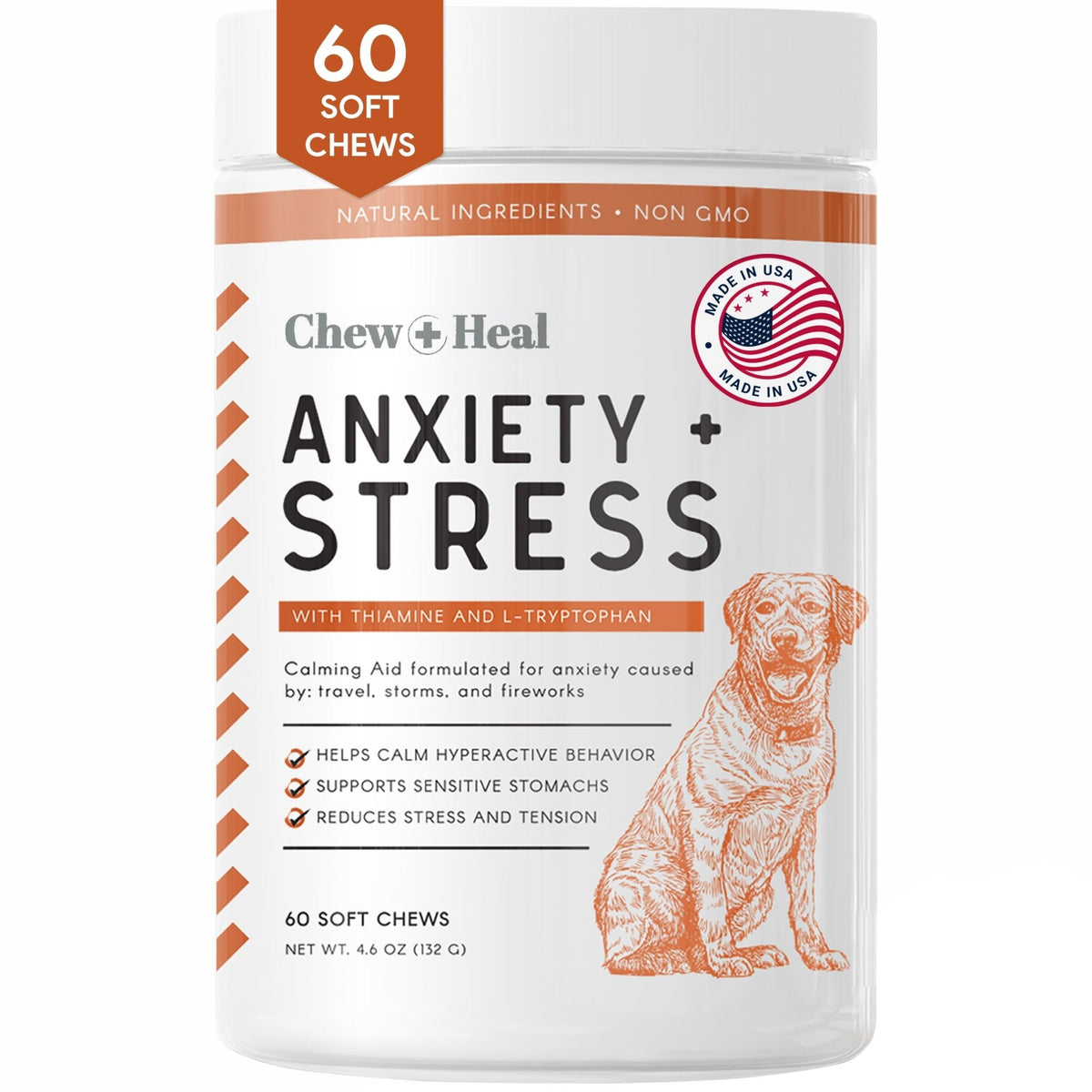 Travel - Sized Anxiety & Stress Chews Supplement for Dogs - Eva Pet - Chew + Heal