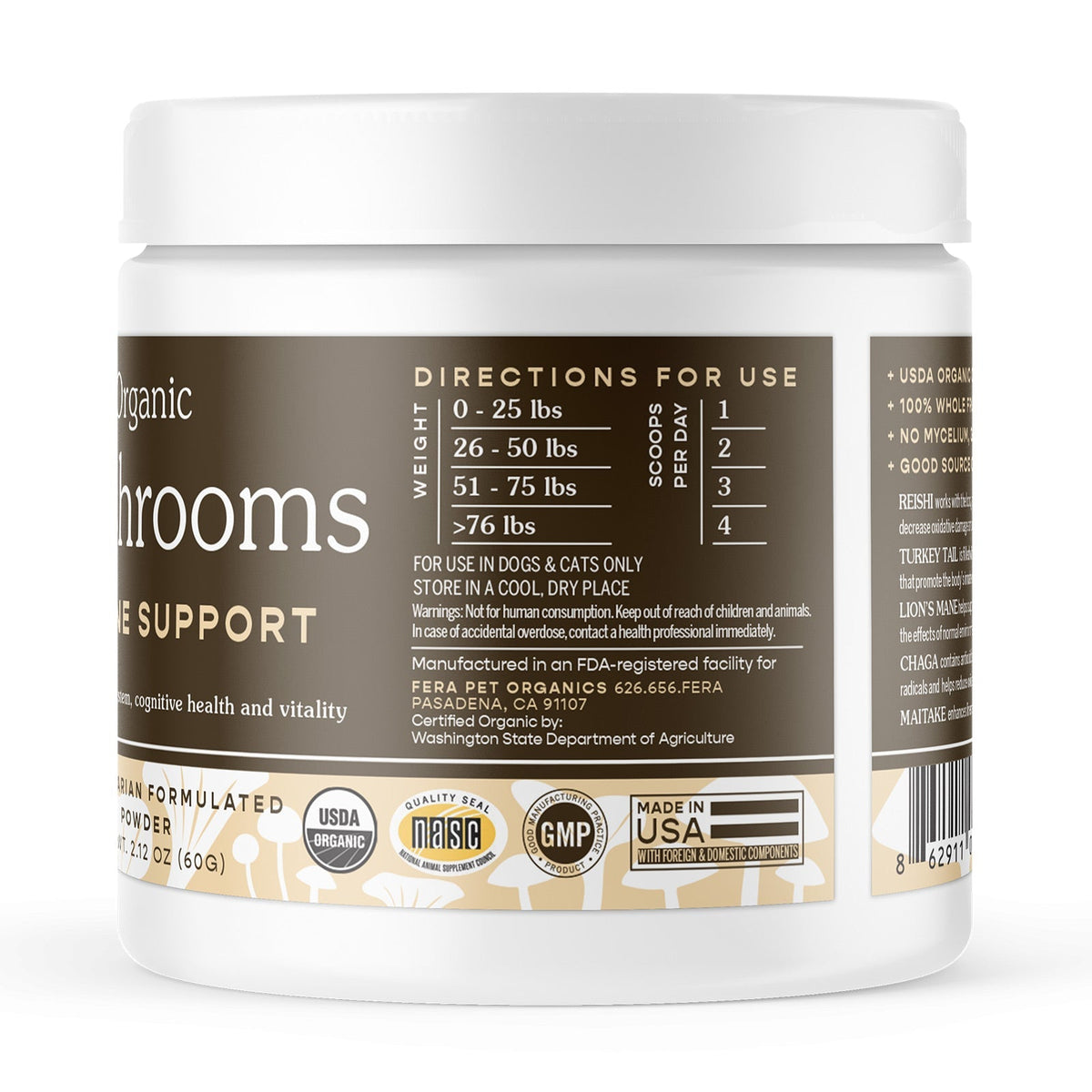 USDA Organic Mushroom Blend for Immune Support - Eva Pet - Fera Pet Organics