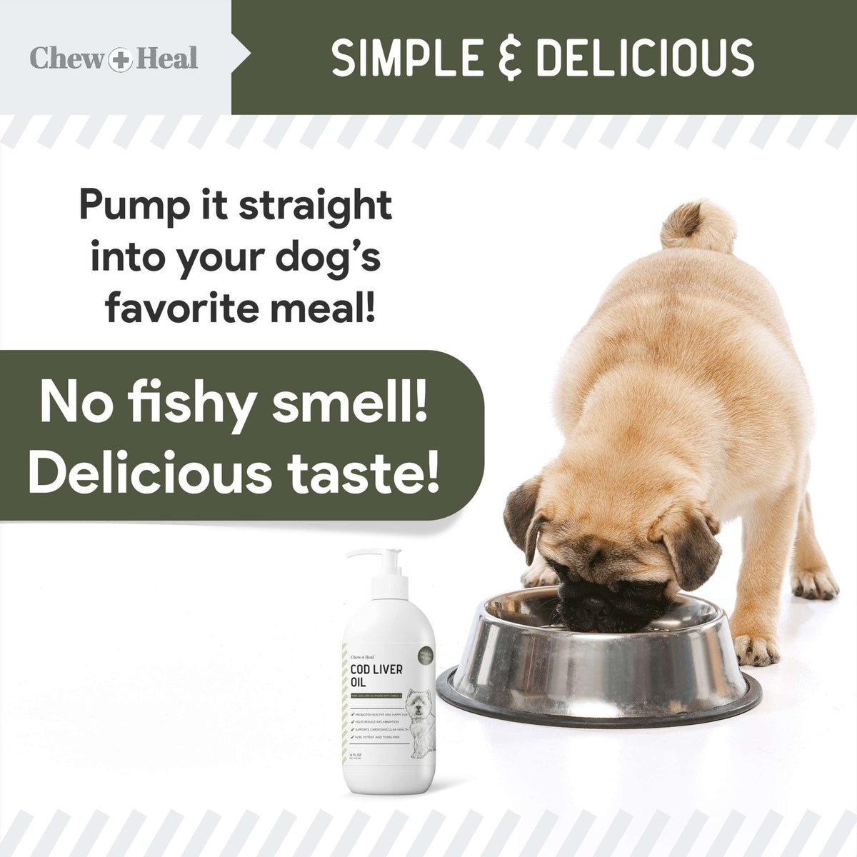 Wild - Caught Cod Liver Oil Salmon Oil Alternative Skin & Coat Liquid Supplement for Dogs - Eva Pet - Chew + Heal